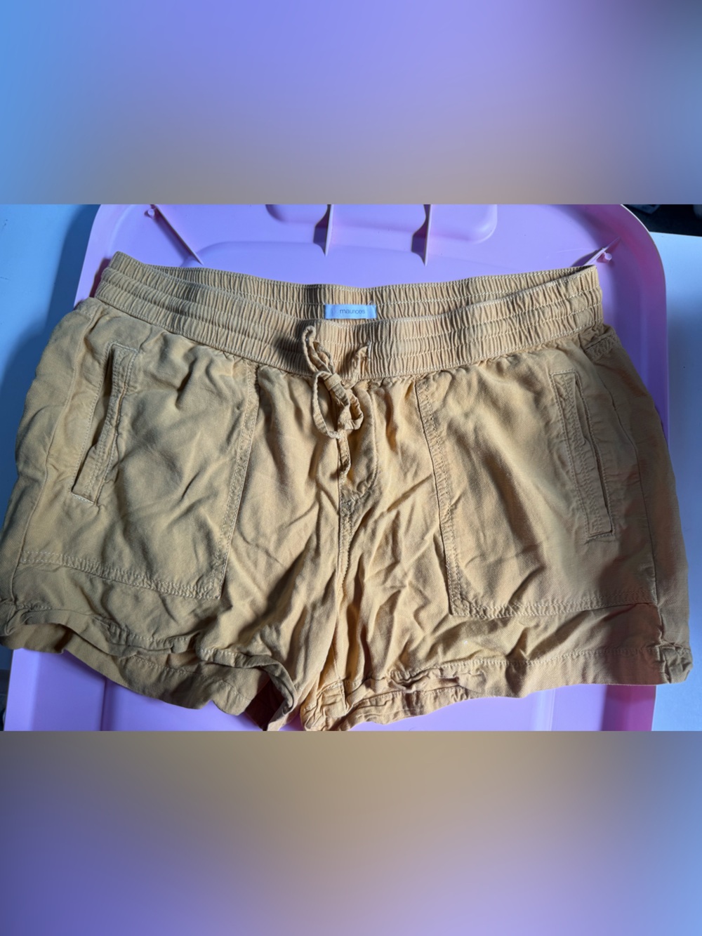 Maurices Mustard Drawstring Cargo Shorts
